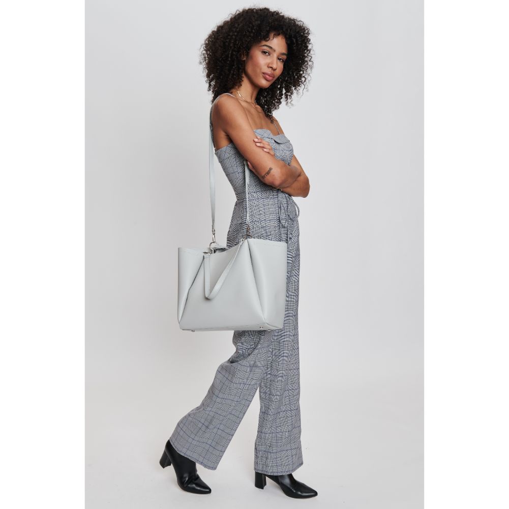 Woman wearing Grey Moda Luxe Brooklyn Tote 842017132714 View 4 | Grey