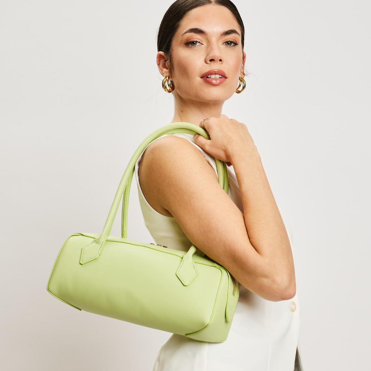 Woman wearing Pistachio Moda Luxe Betty Shoulder Bag 842017138495 View 2 | Pistachio