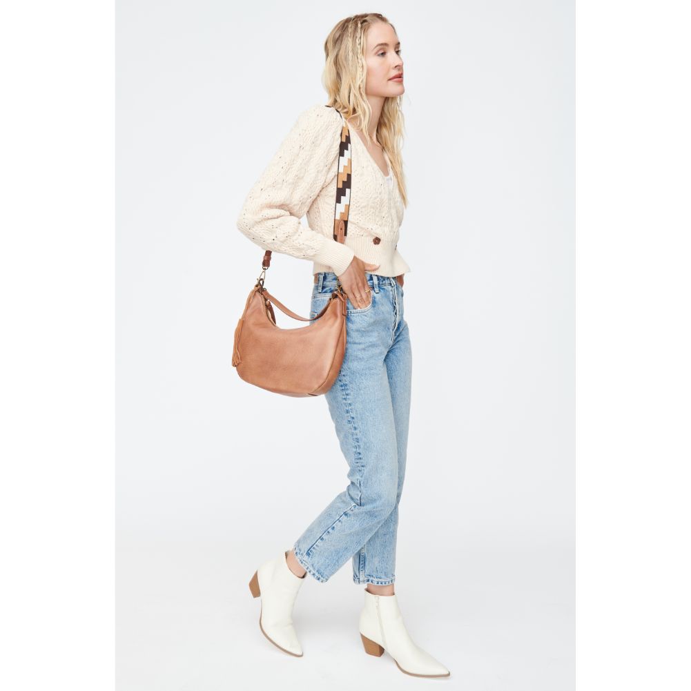 Woman wearing Tan Moda Luxe Ella Hobo 842017130222 View 2 | Tan