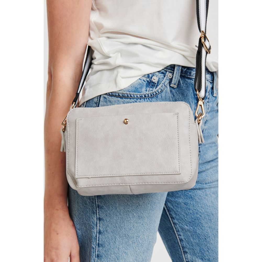 Woman wearing Grey Moda Luxe Skylie Crossbody 842017126713 View 2 | Grey