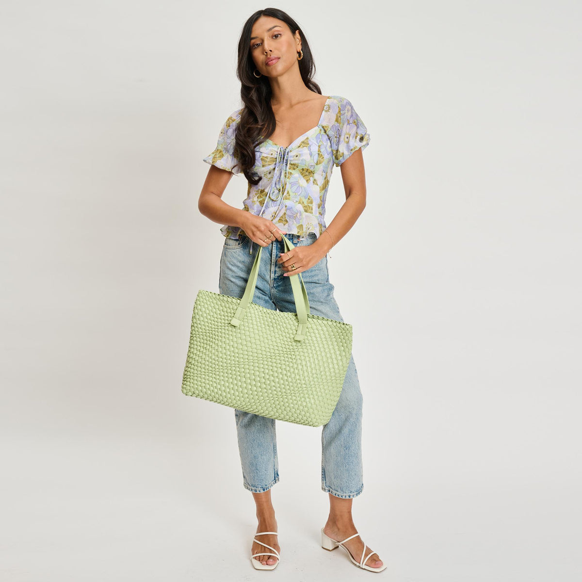 Woman wearing Pistachio Moda Luxe Piquant Tote 842017135616 View 3 | Pistachio