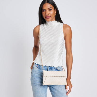 Woman wearing Ivory Moda Luxe Priscilla Clutch 842017136545 View 1 | Ivory