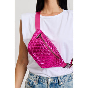 Woman wearing Fuchsia Moda Luxe Ariana Belt Bag 842017133827 View 4 | Fuchsia