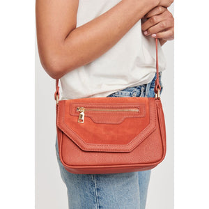 Woman wearing Rust Moda Luxe Hallie Crossbody 842017120537 View 2 | Rust