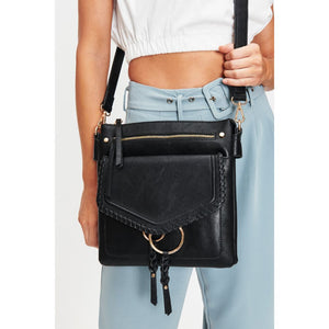 Woman wearing Black Moda Luxe Leslie Messenger 842017128175 View 2 | Black