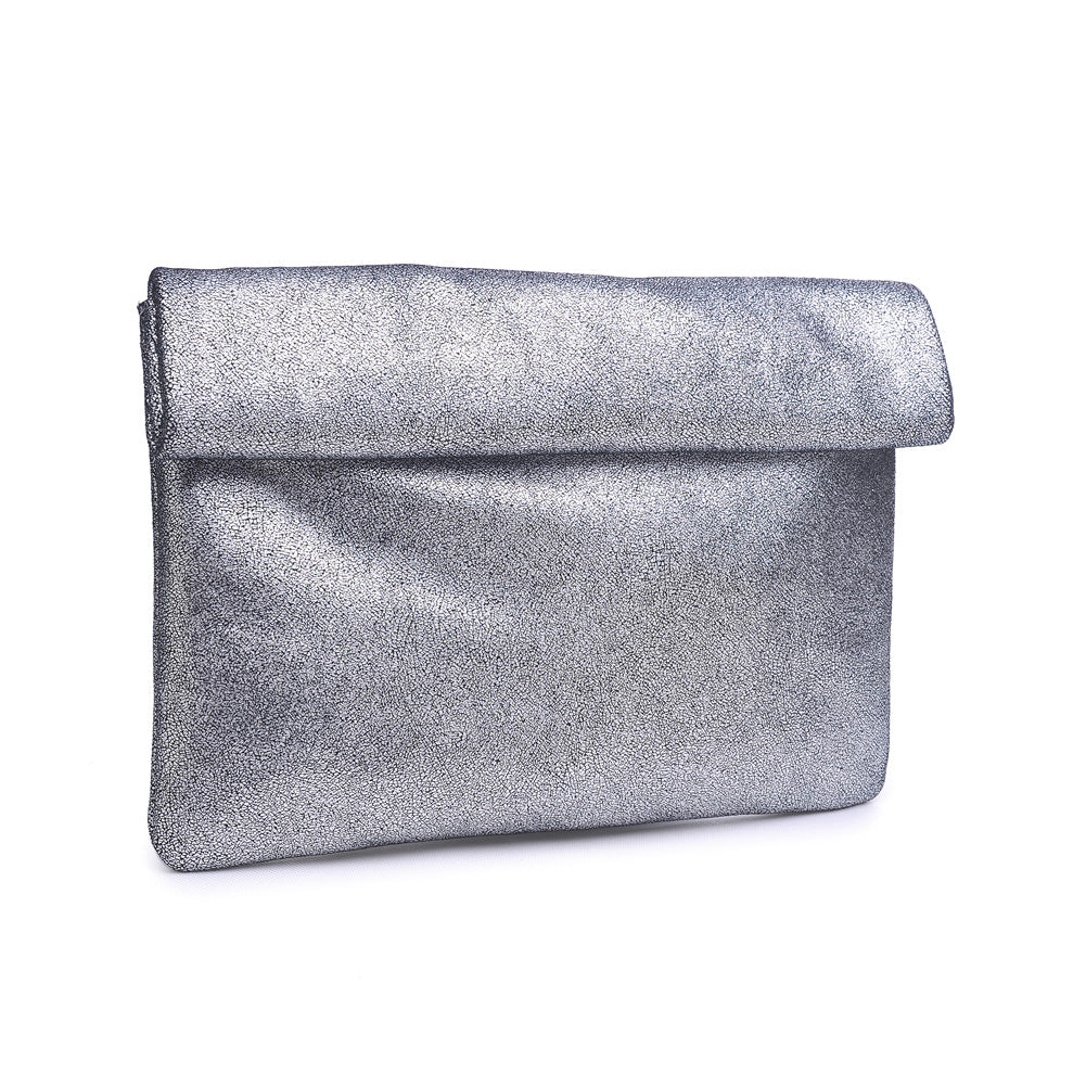 Product Image of Moda Luxe Gianna Metallic Clutch 842017110804 View 2 | Pewter