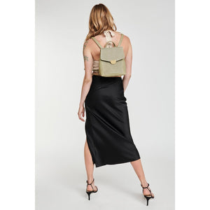 Woman wearing Sage Moda Luxe Claudette Backpack 842017127444 View 4 | Sage