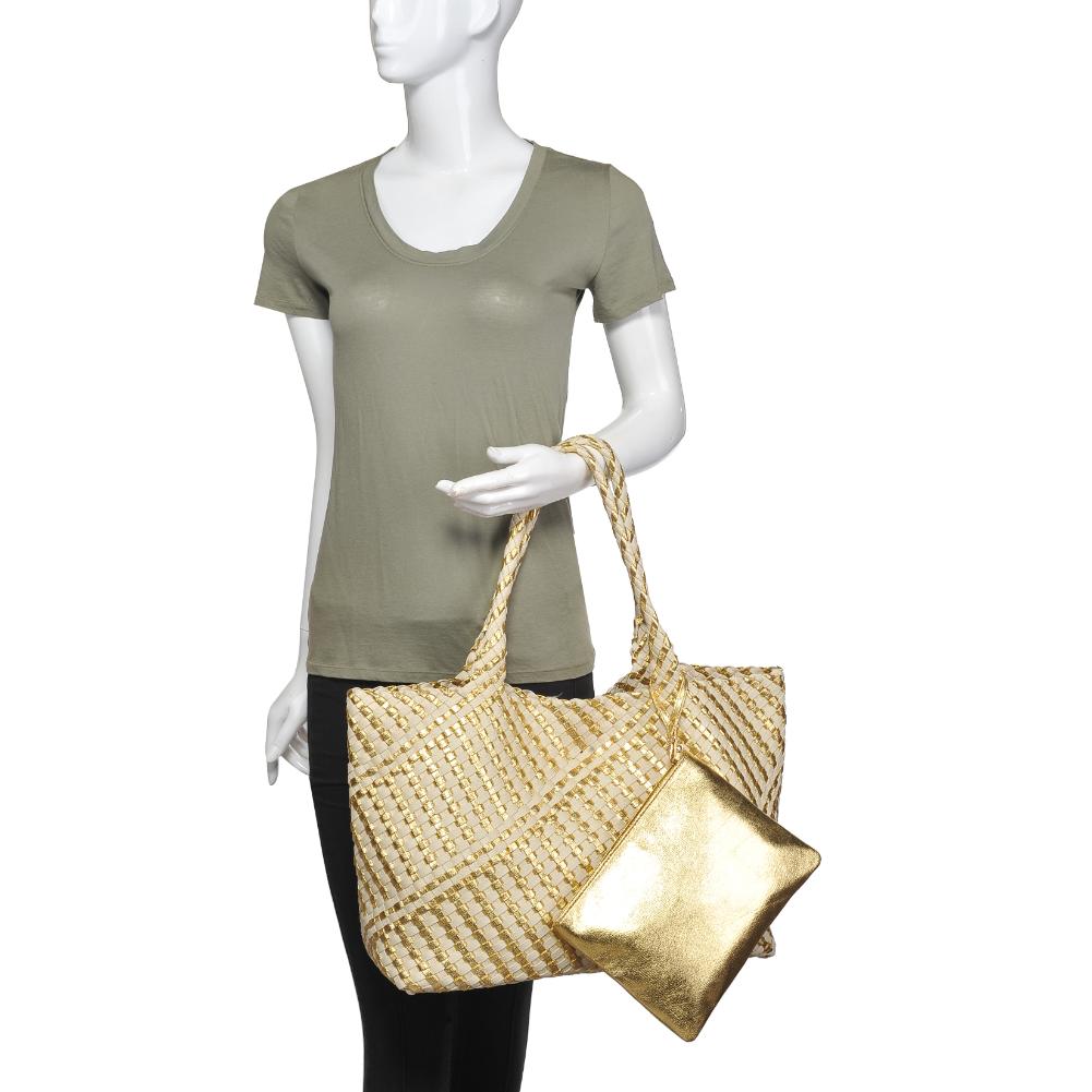 Product Image of Moda Luxe Solana Tote 842017136873 View 5 | Gold Ivory