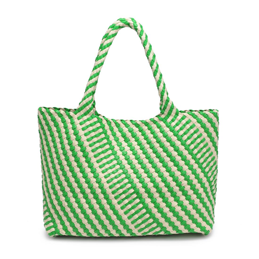 Product Image of Moda Luxe Solana - Mixed Material Tote 842017138594 View 7 | Green Ivory