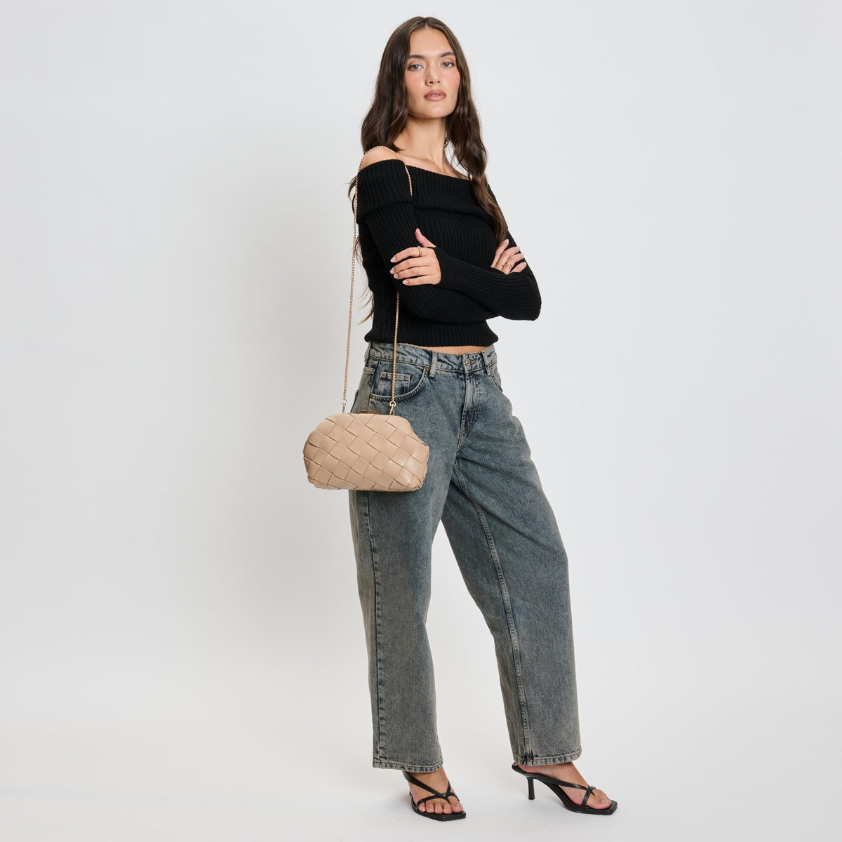 Woman wearing Natural Moda Luxe Pauline Crossbody 842017135937 View 4 | Natural