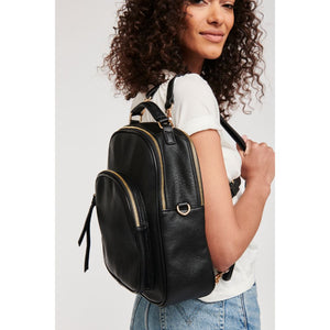 Woman wearing Black Moda Luxe Claudia Backpack 842017126096 View 3 | Black