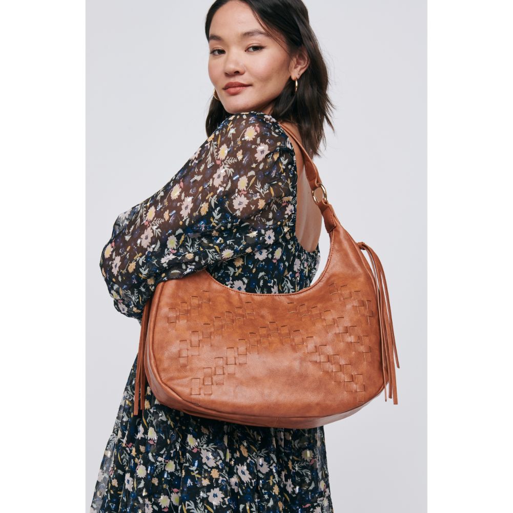 Woman wearing Tan Moda Luxe Josie Hobo 842017129882 View 1 | Tan