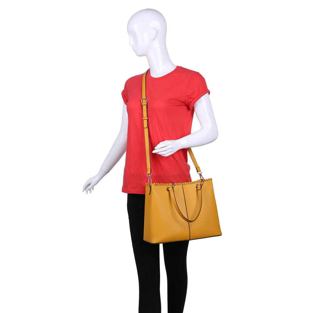 Product Image of Moda Luxe Daphne Satchel 842017119555 View 5 | Mustard