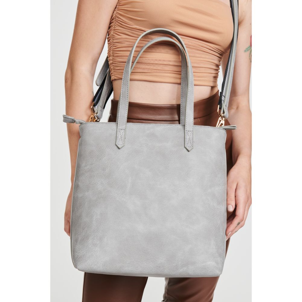 Woman wearing Grey Moda Luxe Sadie Tote 842017126782 View 3 | Grey