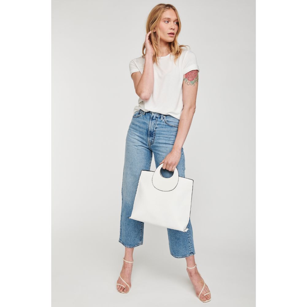 Woman wearing White Moda Luxe Sienna Tote 842017124696 View 3 | White