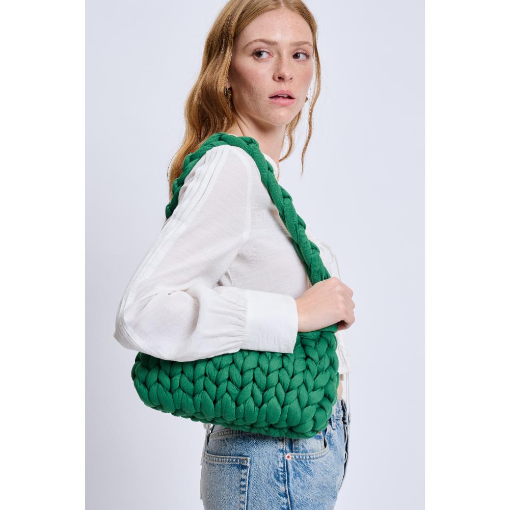 Woman wearing Kelly Green Moda Luxe Trendelle Hobo 842017134954 View 2 | Kelly Green