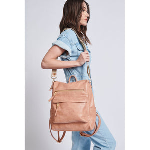 Woman wearing Blush Moda Luxe Riley Backpack 842017129431 View 3 | Blush