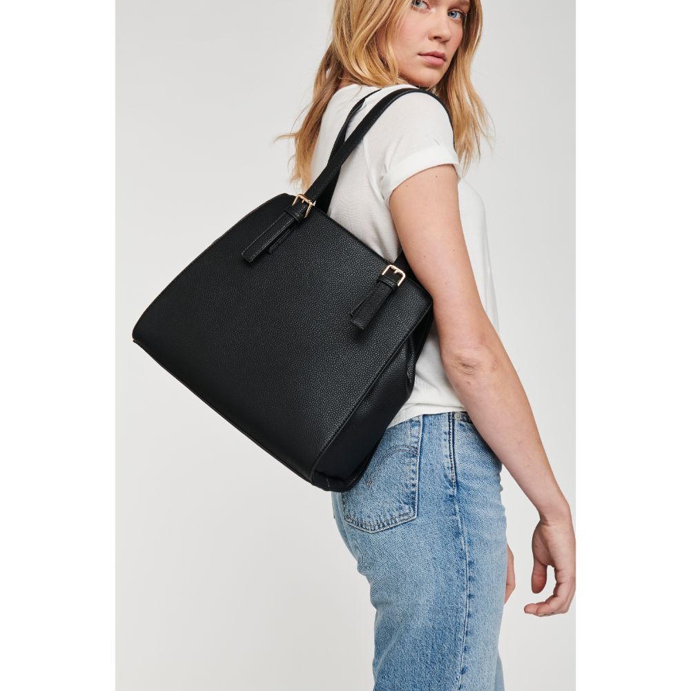 Woman wearing Black Moda Luxe Sara Tote 842017116523 View 1 | Black