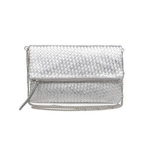 Product Image of Moda Luxe Alicia Woven Clutch 842017118046 View 5 | Silver
