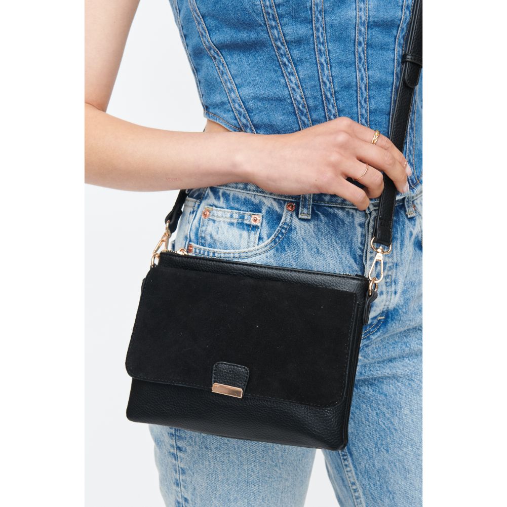 Woman wearing Black Moda Luxe Hannah Crossbody 842017130260 View 4 | Black