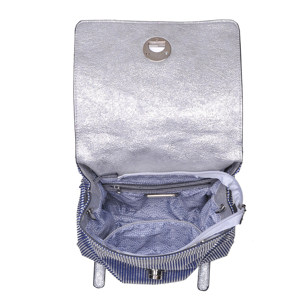 Product Image of Moda Luxe Antoinette-Striped Backpack 842017112105 View 4 | Blue