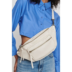 Woman wearing Ivory Moda Luxe Samira Belt Bag 842017132769 View 1 | Ivory