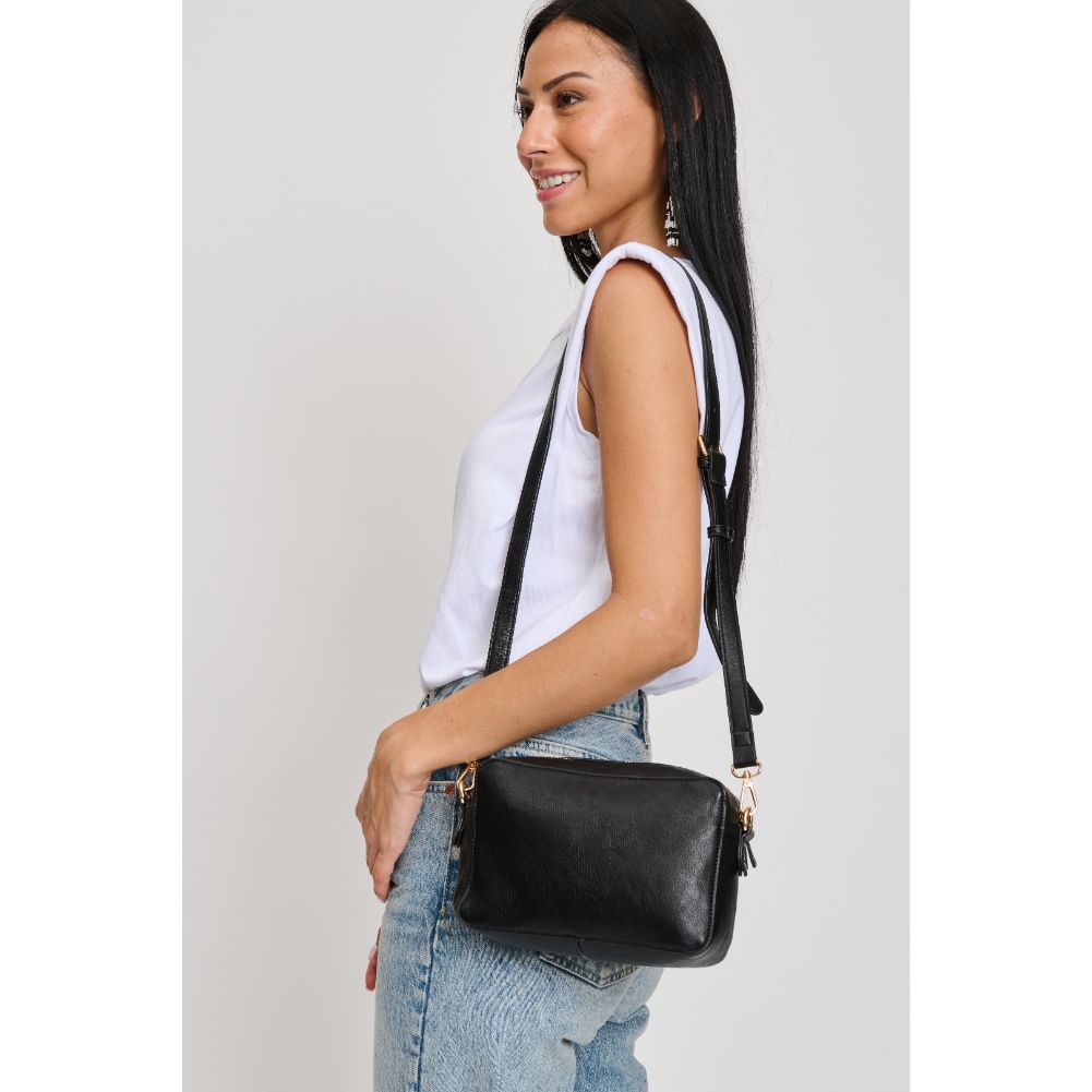 Woman wearing Black Moda Luxe Skylie Crossbody 842017133001 View 4 | Black