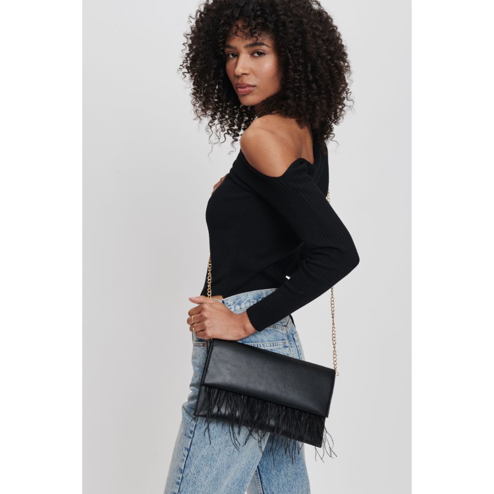 Woman wearing Black Moda Luxe Everlee Clutch 842017131113 View 4 | Black