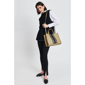 Woman wearing Sage Moda Luxe Zaria Tote 842017131588 View 2 | Sage