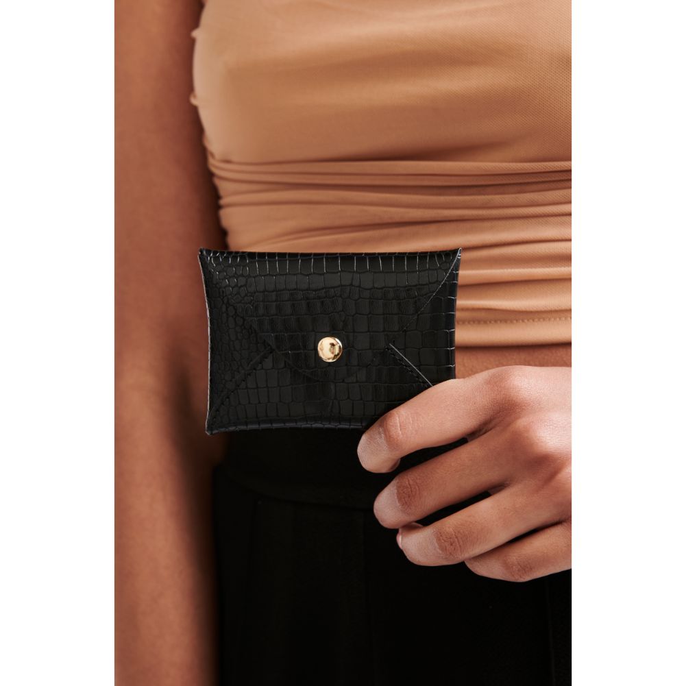 Woman wearing Black Moda Luxe Sia Card Holder 842017126416 View 1 | Black