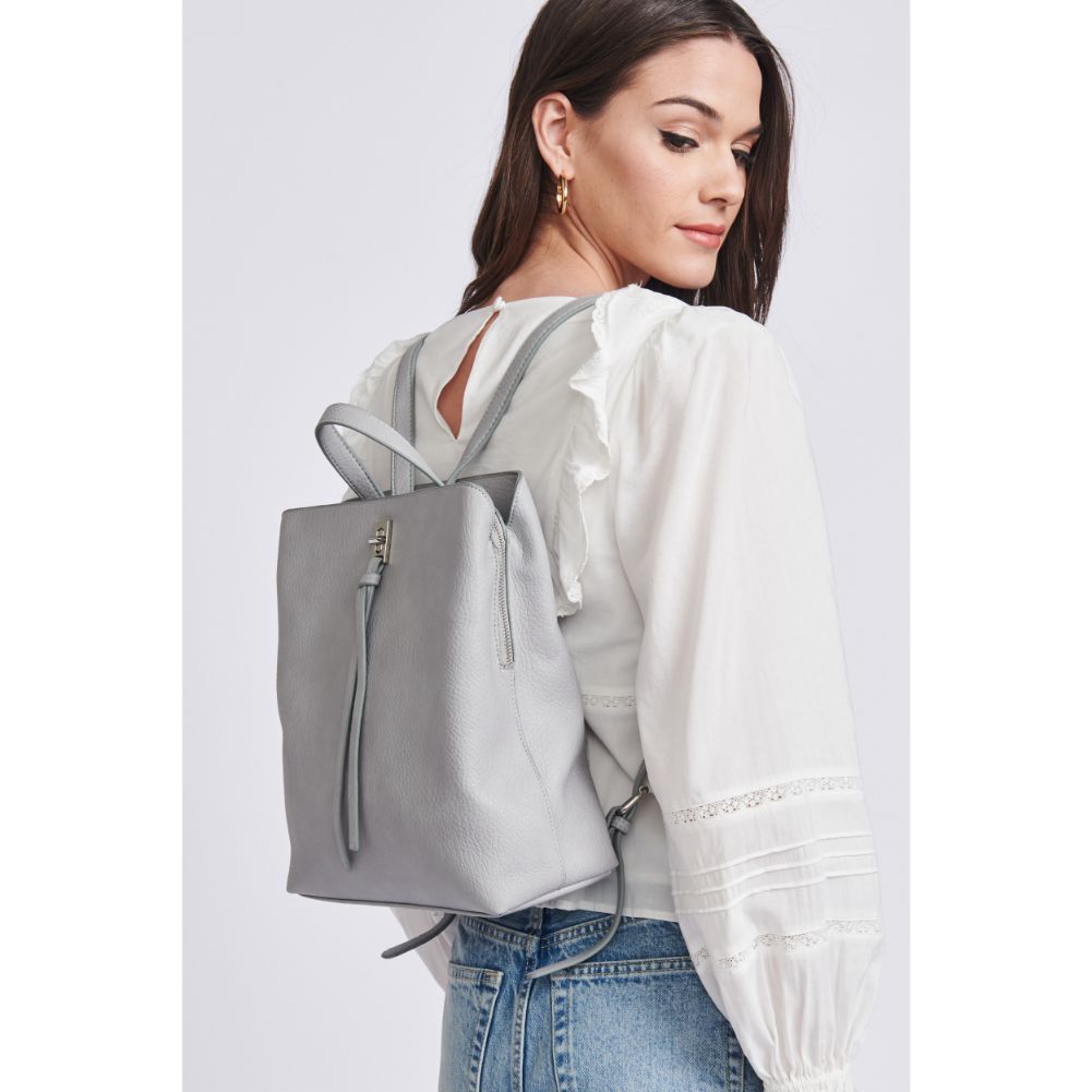 Woman wearing Grey Moda Luxe Sylvia Backpack 842017129134 View 2 | Grey