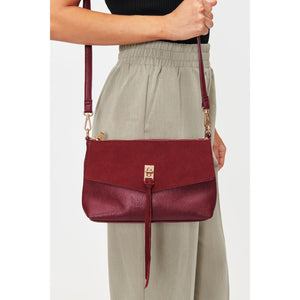 Woman wearing Merlot Moda Luxe Aubrey Crossbody 842017128540 View 1 | Merlot