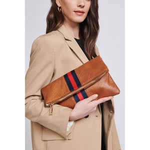 Woman wearing Tan Moda Luxe Jules Clutch 842017116936 View 1 | Tan