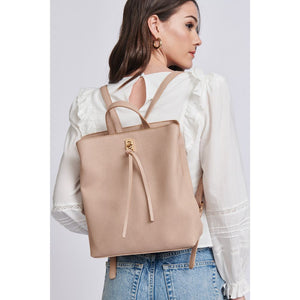 Woman wearing Natural Moda Luxe Sylvia Backpack 842017129141 View 2 | Natural