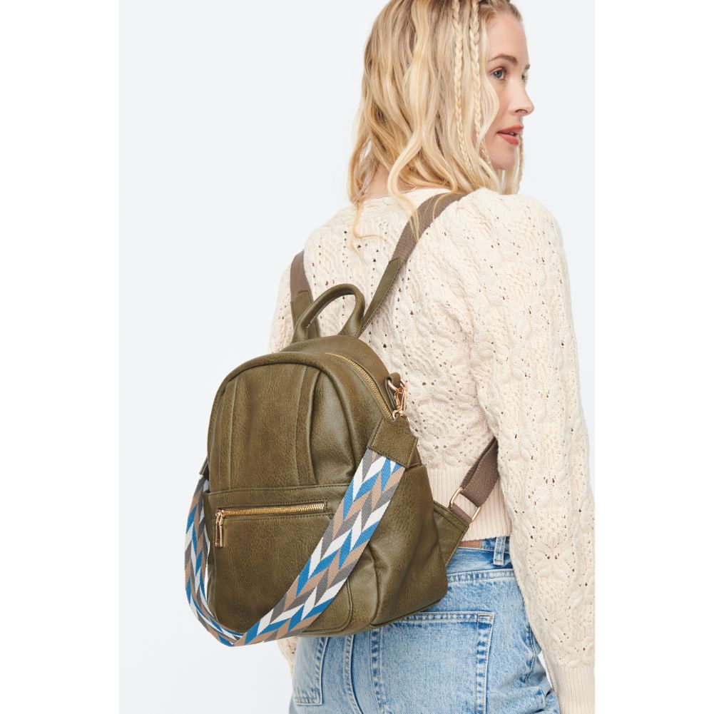 Woman wearing Olive Moda Luxe Scarlett Backpack 842017130154 View 1 | Olive