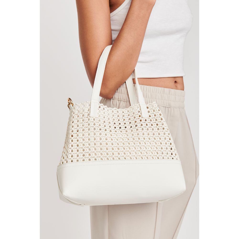 Woman wearing White Moda Luxe Monaco Tote 842017123965 View 2 | White