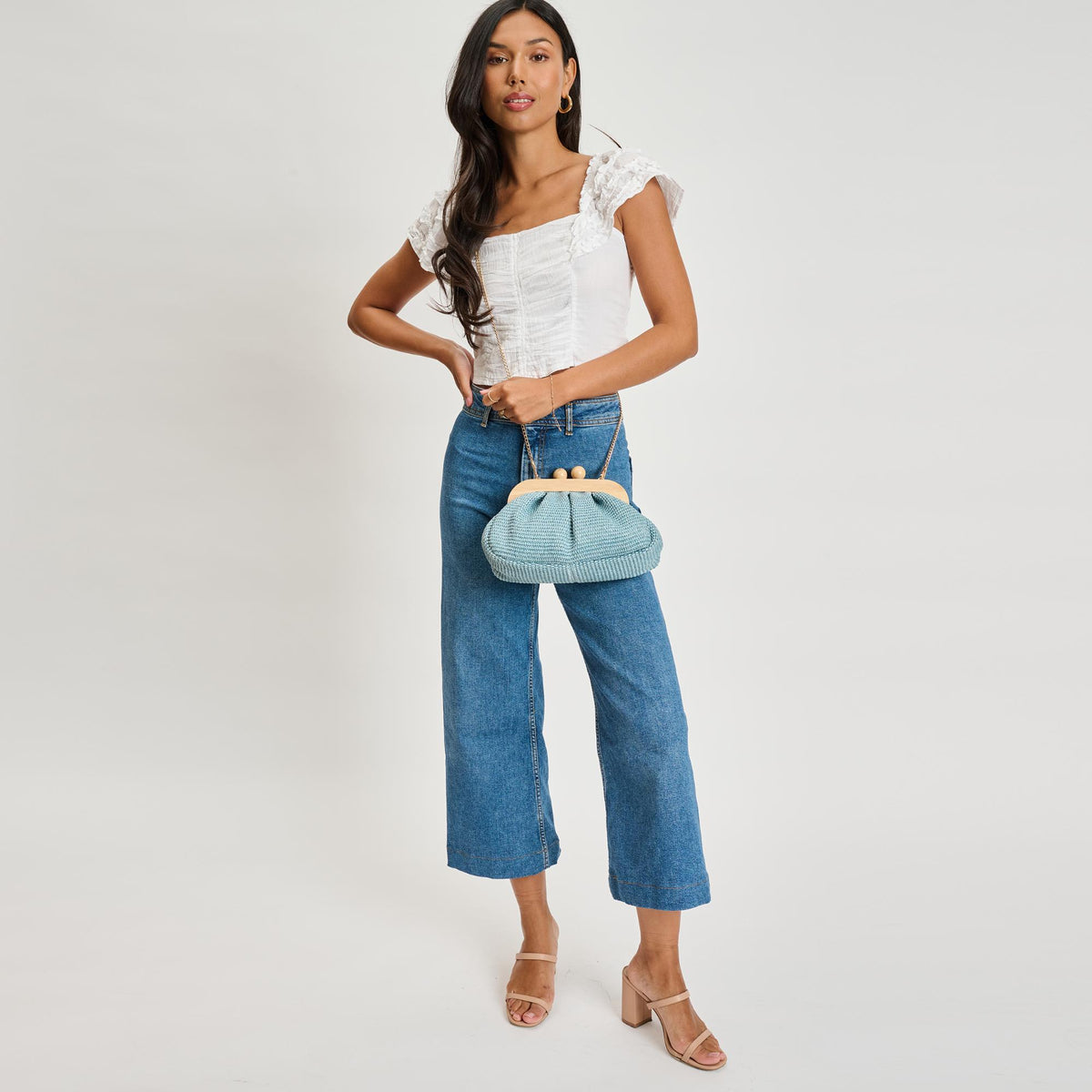 Woman wearing Denim Moda Luxe Vogueista Crossbody 842017134565 View 3 | Denim