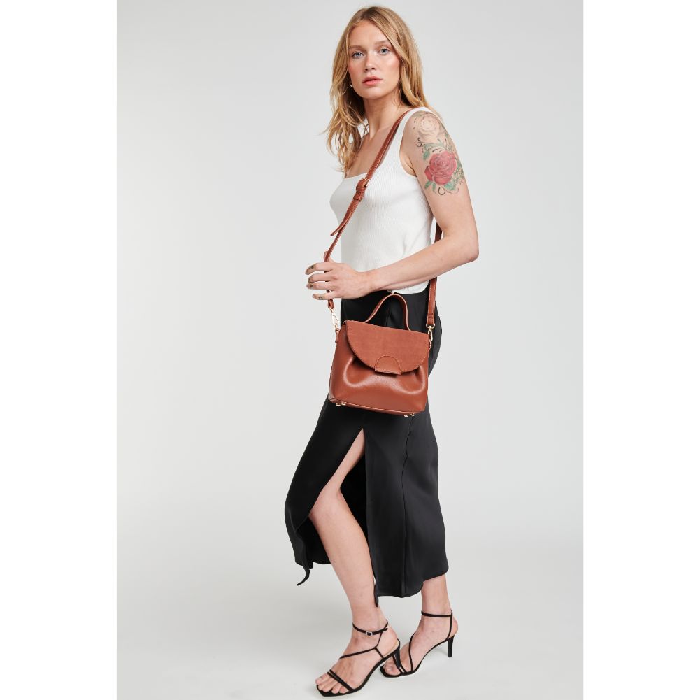 Woman wearing Tan Moda Luxe Alana Messenger 842017127123 View 2 | Tan