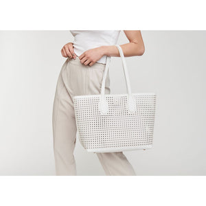 Woman wearing White Moda Luxe Brazil Tote 842017124214 View 1 | White