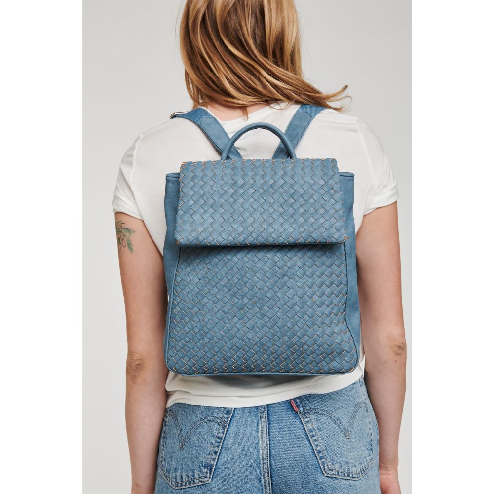 Woman wearing Denim Moda Luxe Aurie Backpack 842017127291 View 1 | Denim