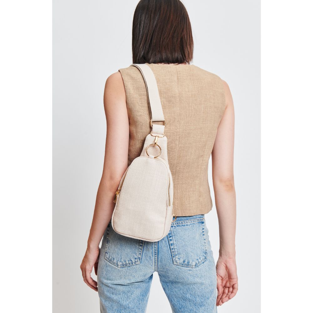 Woman wearing Bone Moda Luxe Regina - Coated Canvas Sling Backpack 842017132615 View 1 | Bone