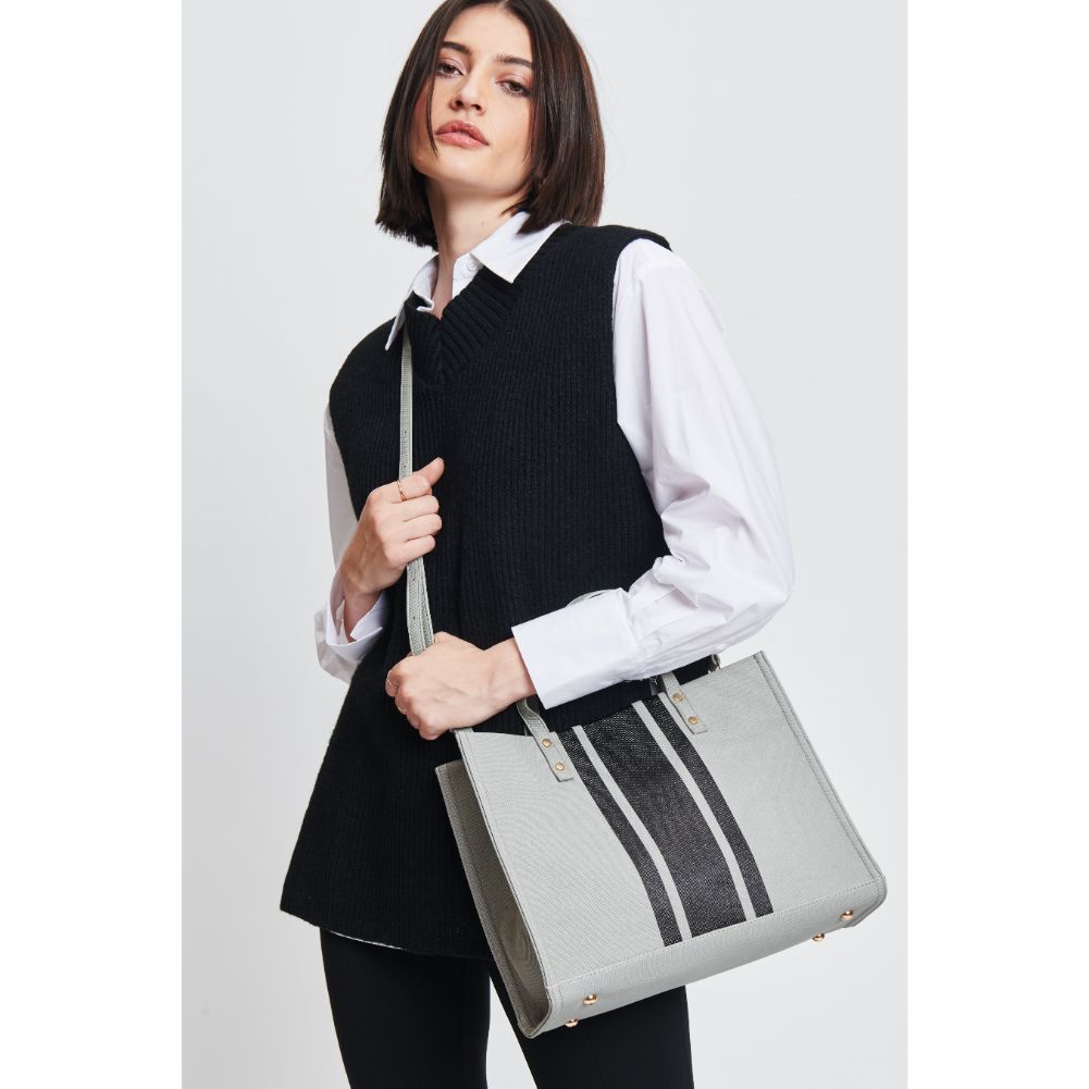 Woman wearing Grey Moda Luxe Zaria Tote 842017131595 View 1 | Grey