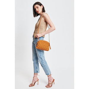 Woman wearing Tan Moda Luxe Calista Crossbody 842017131427 View 3 | Tan