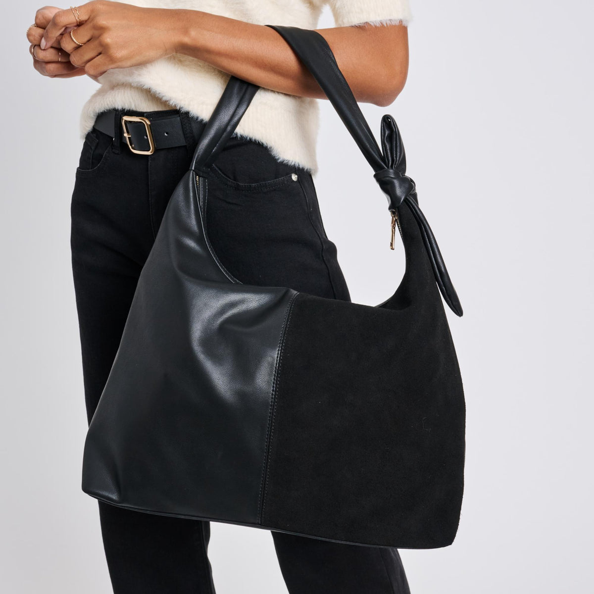 Woman wearing Black Moda Luxe Hazel Hobo 842017137108 View 1 | Black