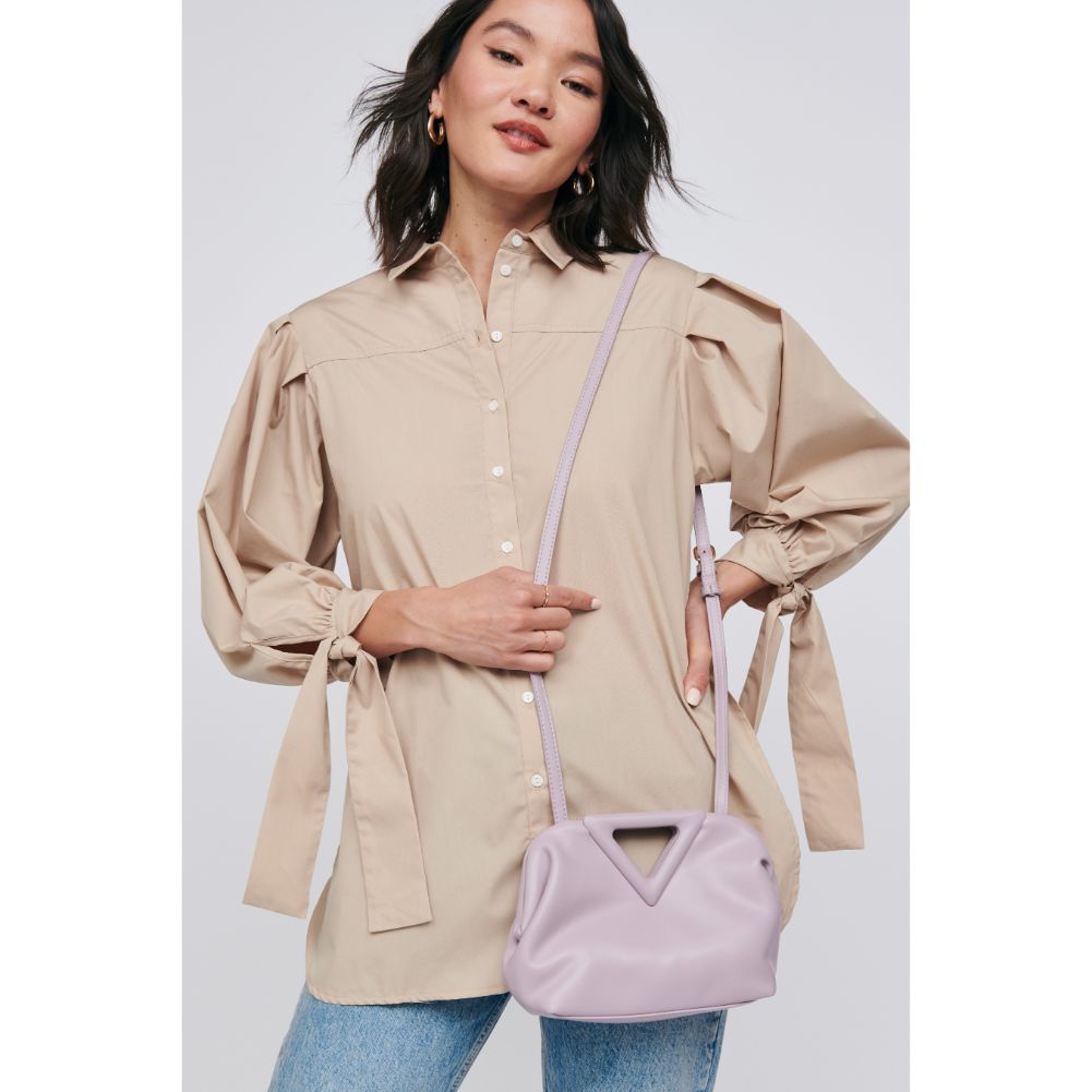 Woman wearing Lavender Moda Luxe Kylie Crossbody 842017129080 View 1 | Lavender