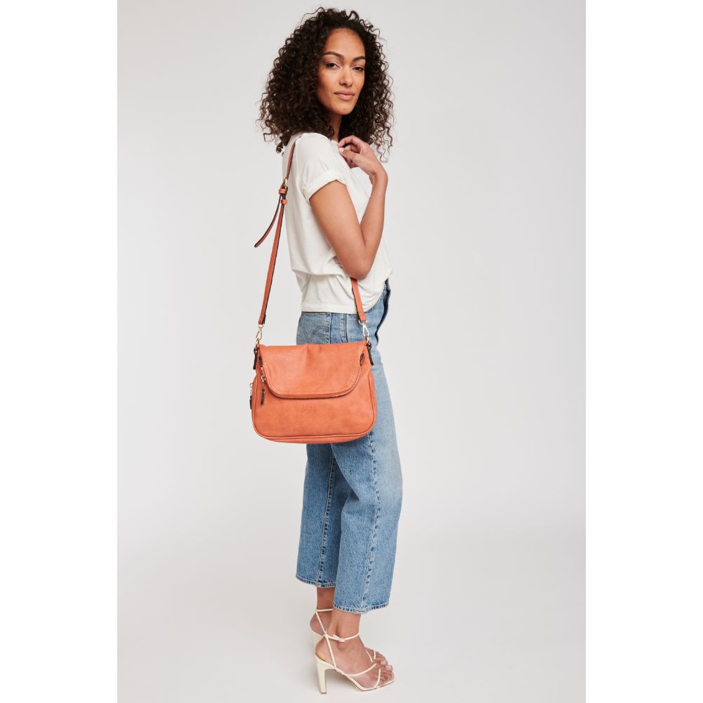 Woman wearing Salmon Moda Luxe Dandelion Crossbody 842017107125 View 3 | Salmon