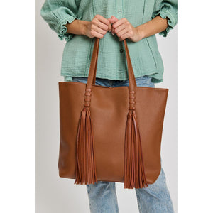 Woman wearing Tan Moda Luxe Shakira Tote 842017133643 View 4 | Tan