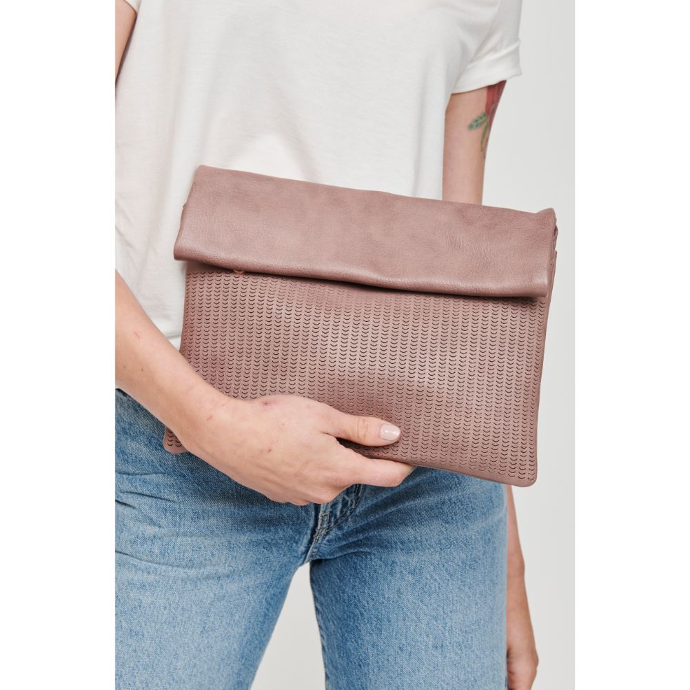 Woman wearing Mauve Moda Luxe Amelia Crossbody 842017120605 View 2 | Mauve