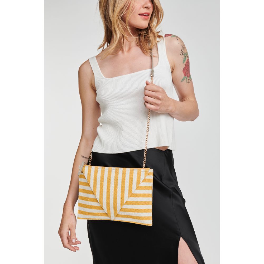 Woman wearing Yellow Moda Luxe Barcelona Crossbody 842017113058 View 1 | Yellow