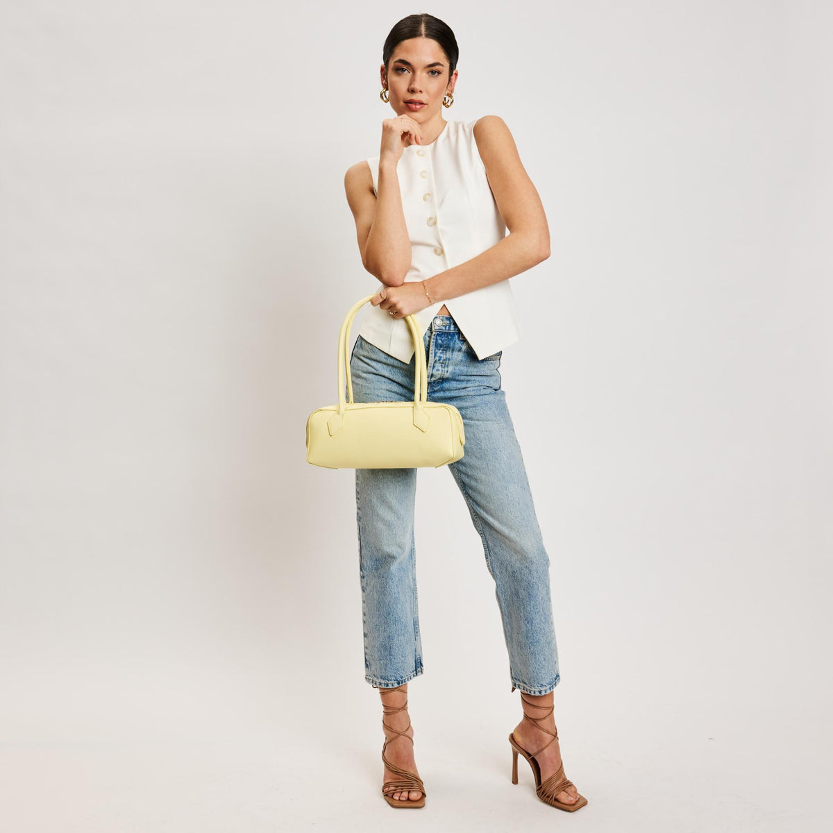 Woman wearing Butter Moda Luxe Betty Shoulder Bag 842017138471 View 3 | Butter